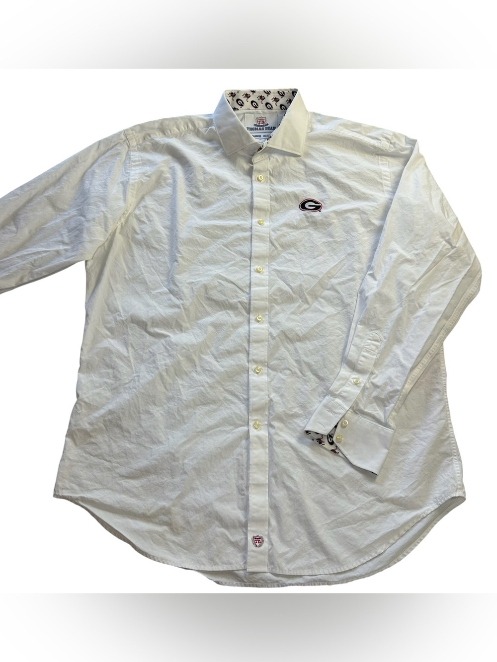 Thomas Dean Collegiate Georgia Bulldogs White Button Up Shirt Men's XL UGA Logo